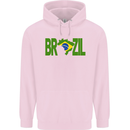 Brazil Football Brazilian Soccer Flag Mens 80% Cotton Hoodie Light Pink