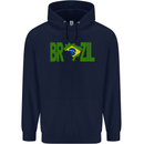 Brazil Football Brazilian Soccer Flag Mens 80% Cotton Hoodie Navy Blue