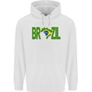 Brazil Football Brazilian Soccer Flag Mens 80% Cotton Hoodie White
