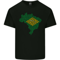 Brazilian Flag Word Cloud Brazil Football Mens Cotton T-Shirt Tee Top Black