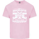 Bricklayer Whats Your Superpower Builder Bricky Kids T-Shirt Childrens Light Pink