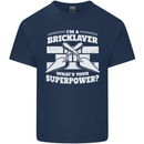 Bricklayer Whats Your Superpower Builder Bricky Kids T-Shirt Childrens Navy Blue