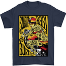Burn Baby Burn Female Biker Motorcycle Mens T-Shirt 100% Cotton Navy Blue