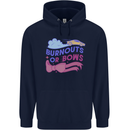 Burnouts or Bows Gender Reveal New Baby Pregnant Childrens Kids Hoodie Navy Blue