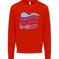 Burnouts or Bows Gender Reveal New Baby Pregnant Kids Sweatshirt Jumper Bright Red