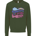 Burnouts or Bows Gender Reveal New Baby Pregnant Kids Sweatshirt Jumper Forest Green