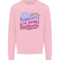 Burnouts or Bows Gender Reveal New Baby Pregnant Kids Sweatshirt Jumper Light Pink