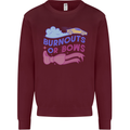 Burnouts or Bows Gender Reveal New Baby Pregnant Kids Sweatshirt Jumper Maroon