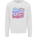 Burnouts or Bows Gender Reveal New Baby Pregnant Kids Sweatshirt Jumper White