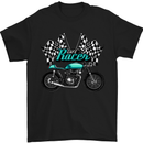 a black t - shirt with a racing motorcycle on it