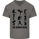 Camera Sutra Funny Photographer Photography Mens V-Neck Cotton T-Shirt Charcoal