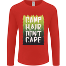 Camp Hair Dont Care Funny Camping Caravan Mens Long Sleeve T-Shirt Red