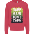 Camp Hair Dont Care Funny Caravan Camping Kids Sweatshirt Jumper Heliconia