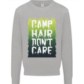 Camp Hair Dont Care Funny Caravan Camping Kids Sweatshirt Jumper Sports Grey