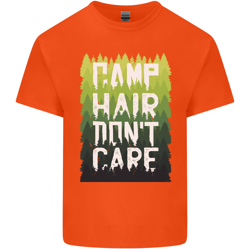 Camp Hair Dont Care Funny Caravan Camping Kids T-Shirt Childrens Orange