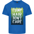 Camp Hair Dont Care Funny Caravan Camping Kids T-Shirt Childrens Royal Blue