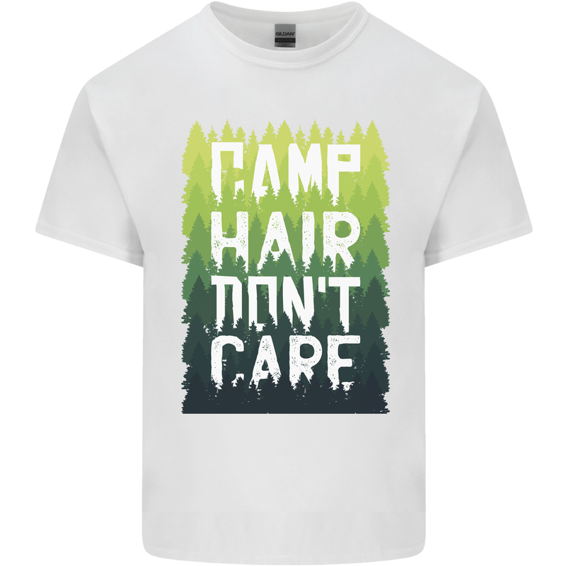 Camp Hair Dont Care Funny Caravan Camping Kids T-Shirt Childrens White