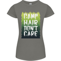 Camp Hair Dont Care Funny Caravan Camping Womens Petite Cut T-Shirt Charcoal