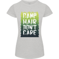 Camp Hair Dont Care Funny Caravan Camping Womens Petite Cut T-Shirt Sports Grey