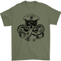 Captain Cthulhu Octopus Sailor Boat Navy Skull Mens T-Shirt 100% Cotton Military Green