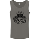 Captain Cthulhu Octopus Sailor Boat Navy Skull Mens Vest Tank Top Charcoal