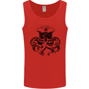 Captain Cthulhu Octopus Sailor Boat Navy Skull Mens Vest Tank Top Red