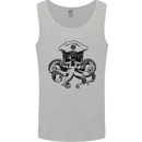 Captain Cthulhu Octopus Sailor Boat Navy Skull Mens Vest Tank Top Sports Grey
