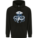 Captain Cthulhu Octopus Sailor Navy Boat Skull Mens 80% Cotton Hoodie Black