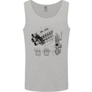 Car Engine Blueprints Petrolhead Mens Vest Tank Top Sports Grey