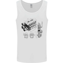 Car Engine Blueprints Petrolhead Mens Vest Tank Top White
