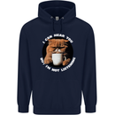 Cat I Hear You but I'm Not Listening Funny Coffee Mens 80% Cotton Hoodie Navy Blue