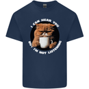 Cat I Hear You but I'm Not Listening Funny Coffee Mens Cotton T-Shirt Tee Top Navy Blue