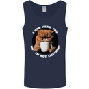 Cat I Hear You but I'm Not Listening Funny Coffee Mens Vest Tank Top Navy Blue