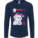 Cat Love Sucks Anti Valentines Singles Day Mens Long Sleeve T-Shirt Navy Blue