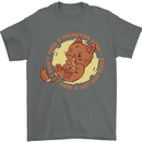 Cat & Pizza Anti Valentines Singles Day Mens T-Shirt 100% Cotton Charcoal