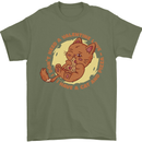 Cat & Pizza Anti Valentines Singles Day Mens T-Shirt 100% Cotton Military Green