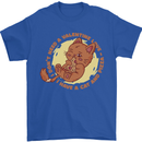Cat & Pizza Anti Valentines Singles Day Mens T-Shirt 100% Cotton Royal Blue
