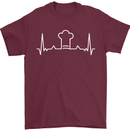 Chef Pulse Baker Cook Cooking Hat Baking Mens T-Shirt 100% Cotton Maroon