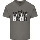 Chess Elements Periodic Table Mens V-Neck Cotton T-Shirt Charcoal