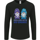 Chilling With My Gnomie Funny Gnomes Mens Long Sleeve T-Shirt Black