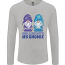 Chilling With My Gnomie Funny Gnomes Mens Long Sleeve T-Shirt Sports Grey