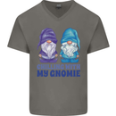 Chilling With My Gnomie Funny Gnomes Mens V-Neck Cotton T-Shirt Charcoal