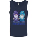 Chilling With My Gnomie Funny Gnomes Mens Vest Tank Top Navy Blue