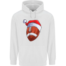 Christmas American Football Santa Hat Xmas Mens 80% Cotton Hoodie White