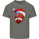 Christmas American Football Santa Hat Xmas Mens Cotton T-Shirt Tee Top Charcoal