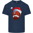 Christmas American Football Santa Hat Xmas Mens Cotton T-Shirt Tee Top Navy Blue
