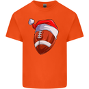Christmas American Football Santa Hat Xmas Mens Cotton T-Shirt Tee Top Orange