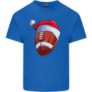 Christmas American Football Santa Hat Xmas Mens Cotton T-Shirt Tee Top Royal Blue