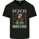 Christmas American Football Xmas Mens V-Neck Cotton T-Shirt Black