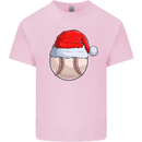 Christmas Baseball With a Santa Hat Xmas Kids T-Shirt Childrens Light Pink
